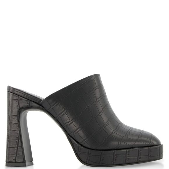 BRAND NEW ROUGE HELUIM SQUARE TOE HIGH HEEL CROC SKIN PRINT FAUX SLIM  MULE R3 - Picture 9 of 16